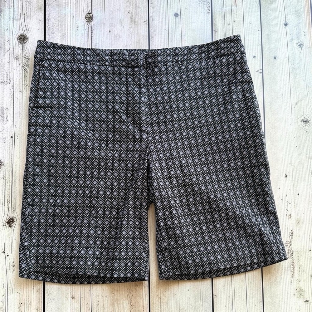 Mario Serrani Italy Bermuda Shorts Blue Black Diamond Womens 10 Comfort Stretch
